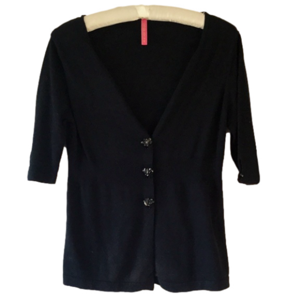 Charlotte Tarantola Black Cardigan Sweater- Small/Medium
